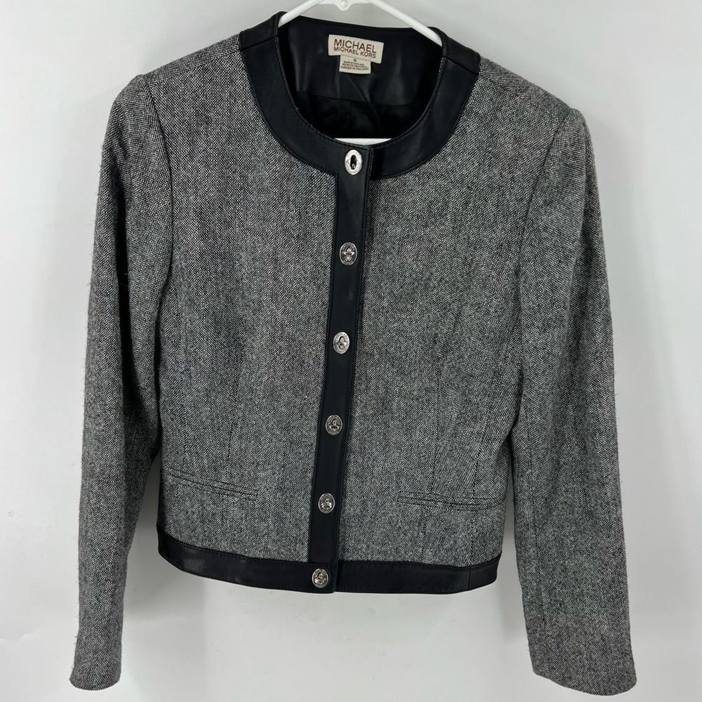 ✅VINTAGE Michael Kors Women's Blazer Twist Lock Buttons Long Sleeve Size 6 BLACK